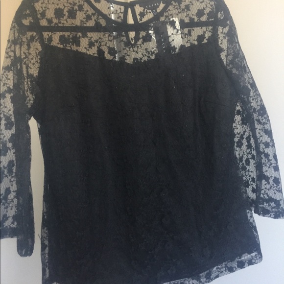 Black lace blouse with jersey lining - Picture 2 of 4